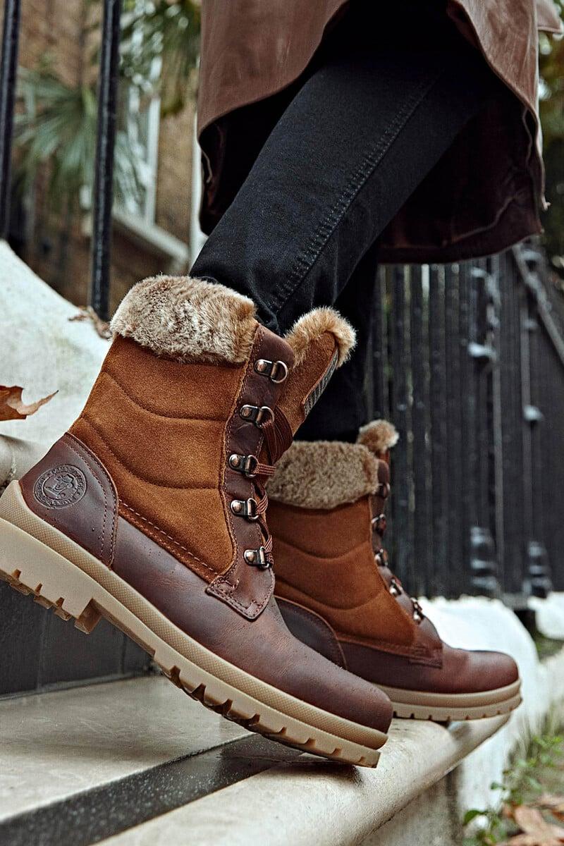 Cortefiel Botas de piel con forro interior de pelo caliente
