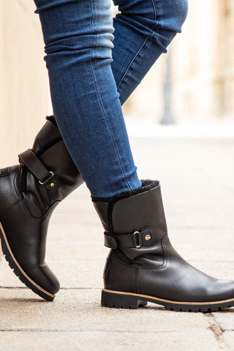 Cortefiel Botas de piel con forro interior de pelo caliente
