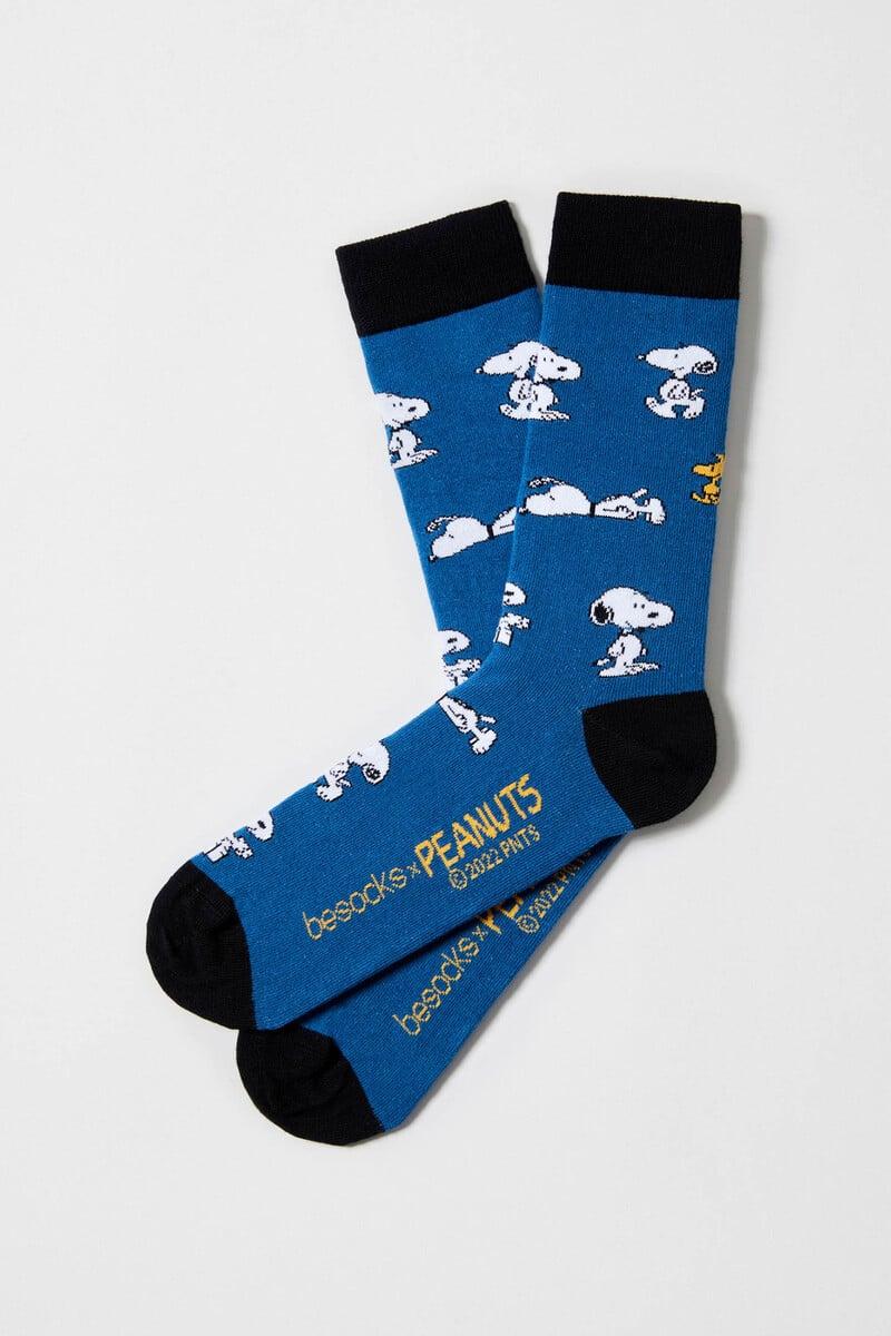 Cortefiel Calcetines altos Besocks de algodón orgánico color azul