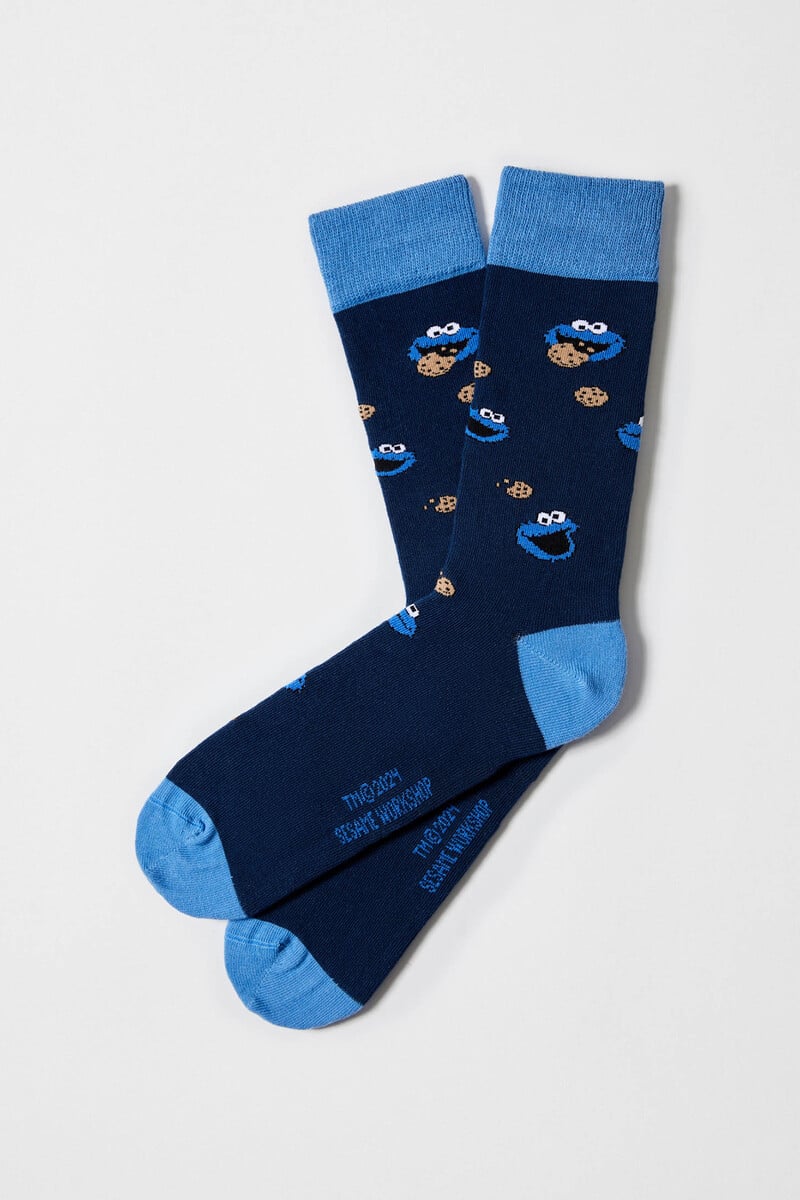 Cortefiel Calcetines altos Besocks de algodón orgánico color azul marino