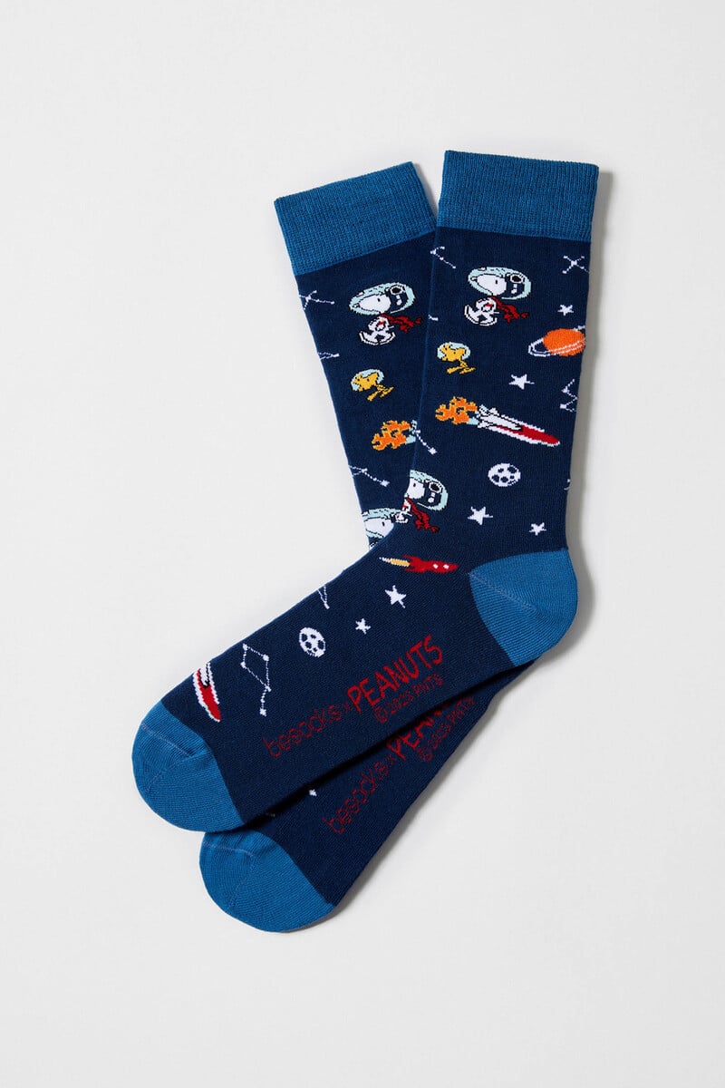 Cortefiel Calcetines altos Besocks de algodón orgánico color azul