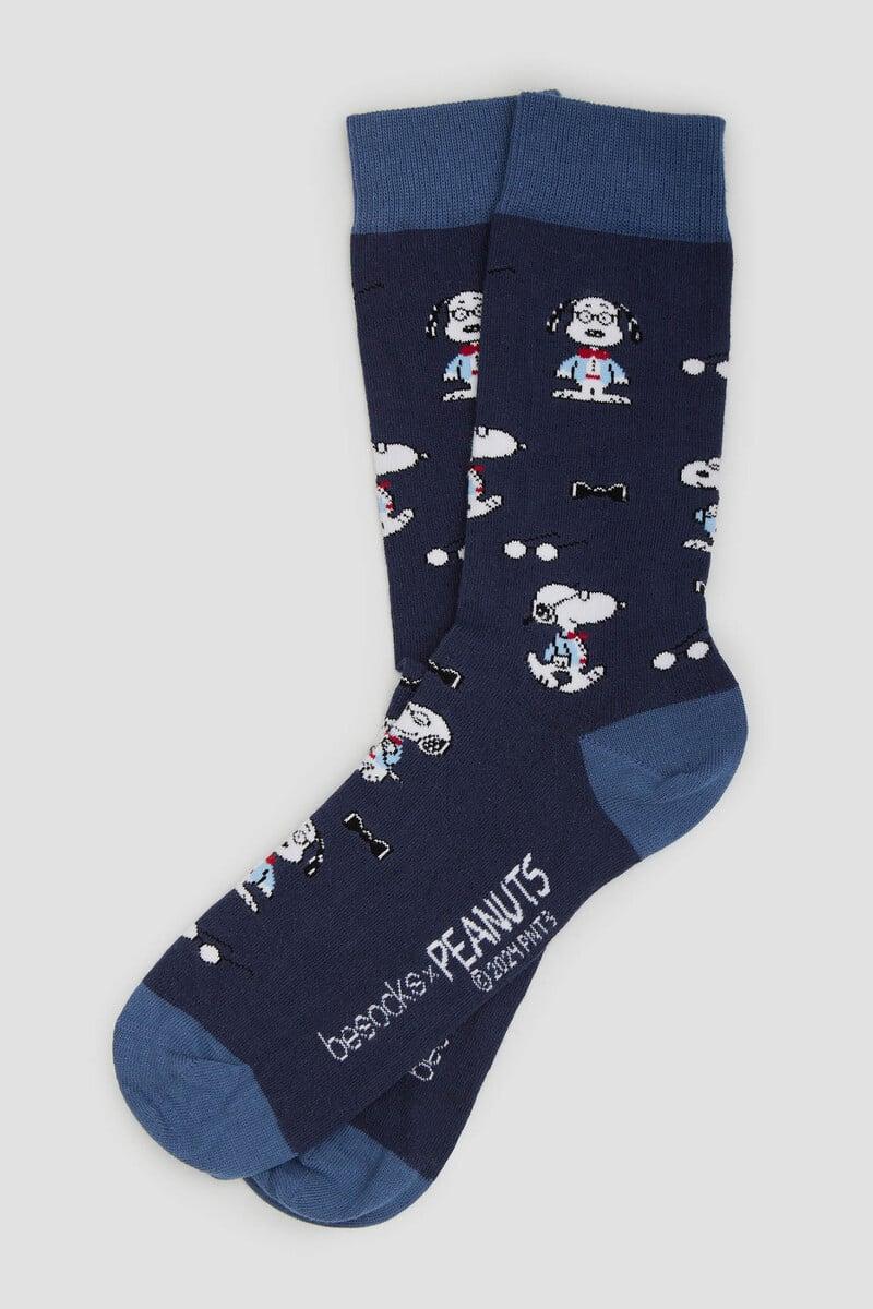 Cortefiel Calcetines altos Besocks de Snoopy de algodón orgánico color azul