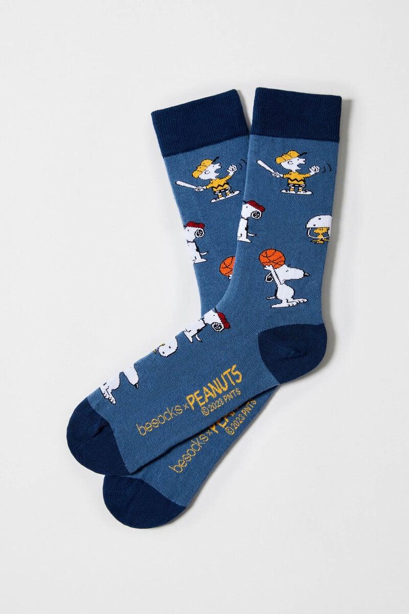 Cortefiel Calcetines altos Besocks de SNOOPY de algodón orgánico color azul