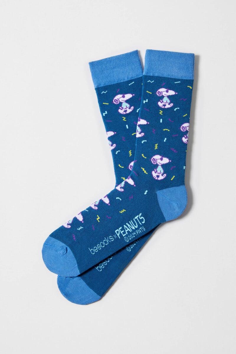 Cortefiel Calcetines altos Besocks de Snoopy de algodón orgánico color azul