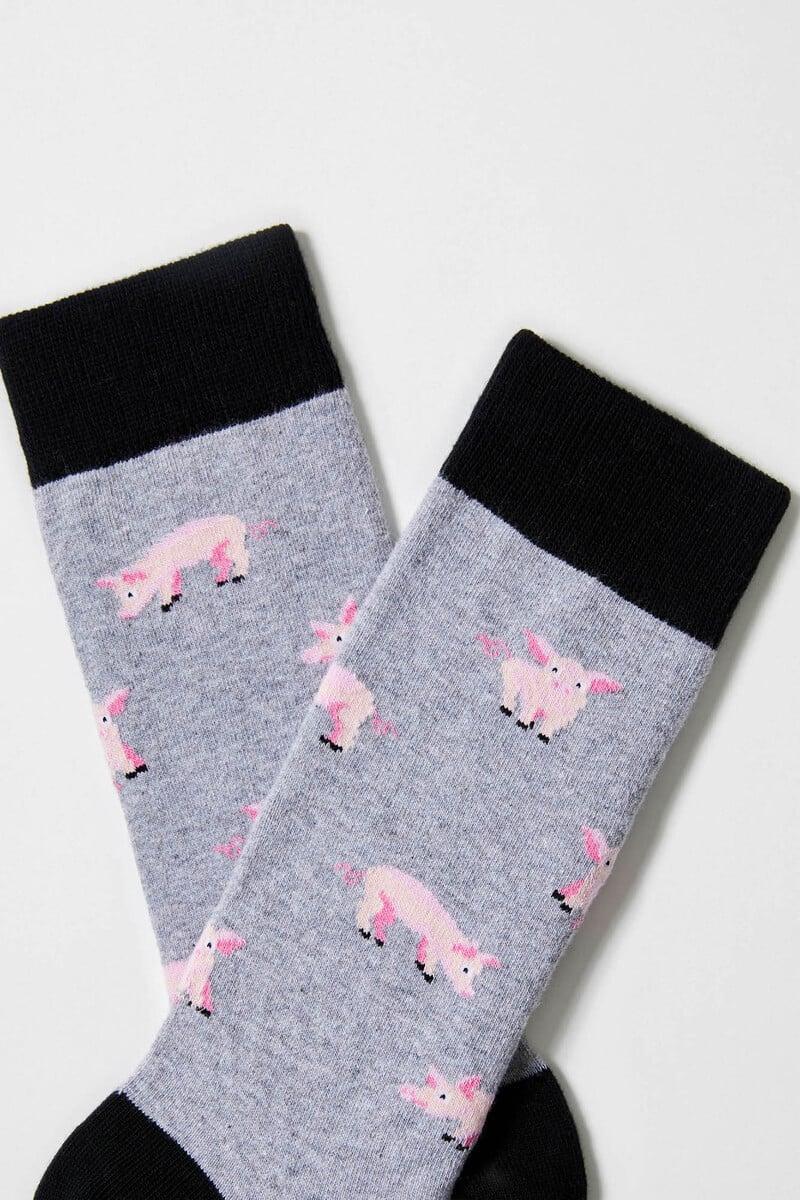 Cortefiel Calcetines Altos De Algodón Orgánico Color Gris