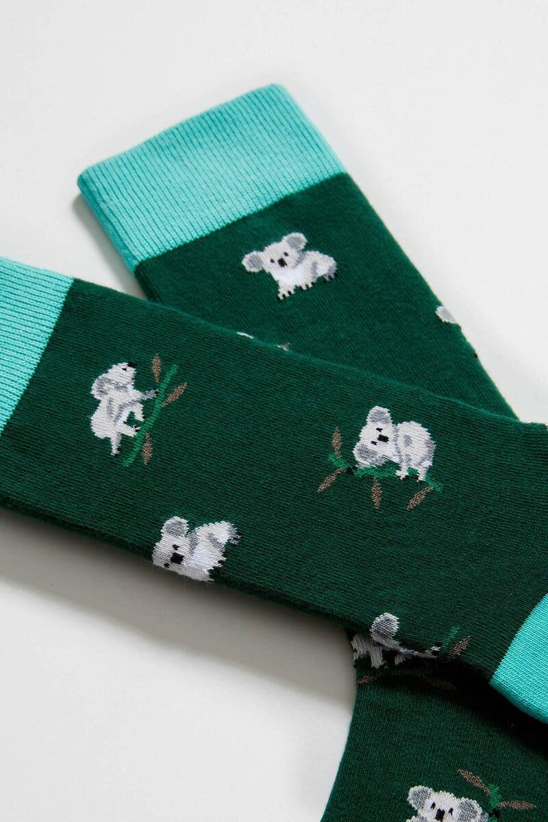 Cortefiel Calcetines Altos De Algodón Orgánico Color Verde