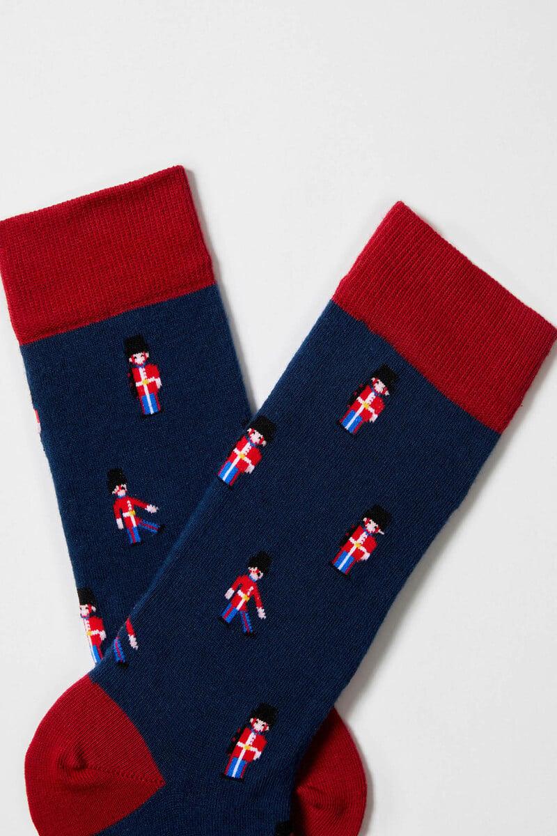 Cortefiel Calcetines Altos Estampado Gatos Algodón Orgánico