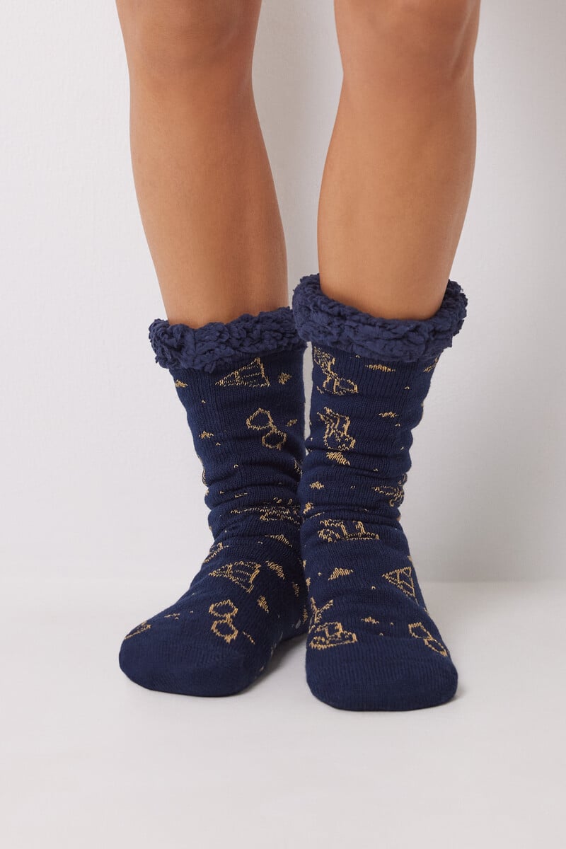 Cortefiel Calcetines largos tricot azul Harry Potter