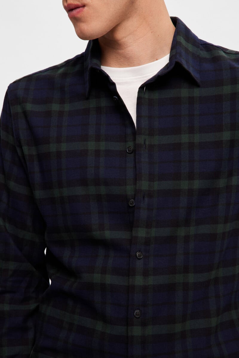 Cortefiel Camisa De Franela De Manga Larga Slim Fit Con Algodón Reciclado