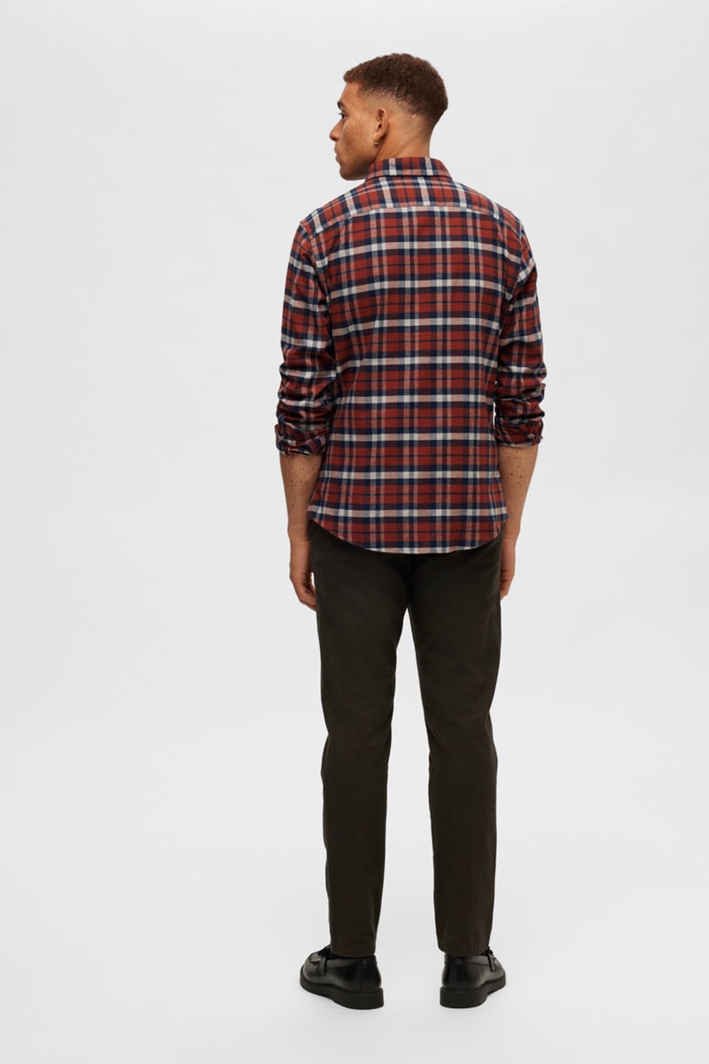 Cortefiel Camisa De Franela De Manga Larga Slim Fit Con Algodón Reciclado