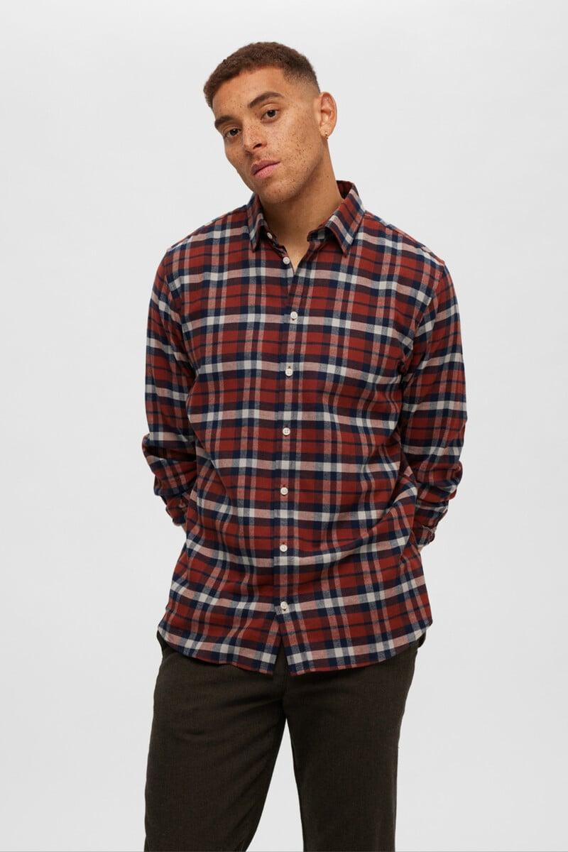 Cortefiel Camisa de franela de manga larga Slim Fit con algodón reciclado