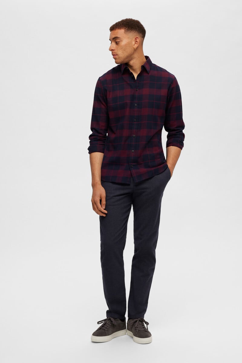 Cortefiel Camisa De Franela De Manga Larga Slim Fit Con Algodón Reciclado