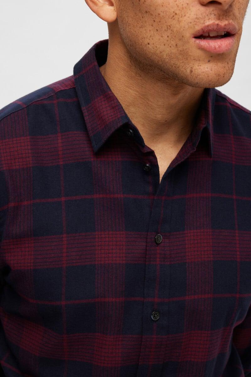 Cortefiel Camisa De Franela De Manga Larga Slim Fit Con Algodón Reciclado