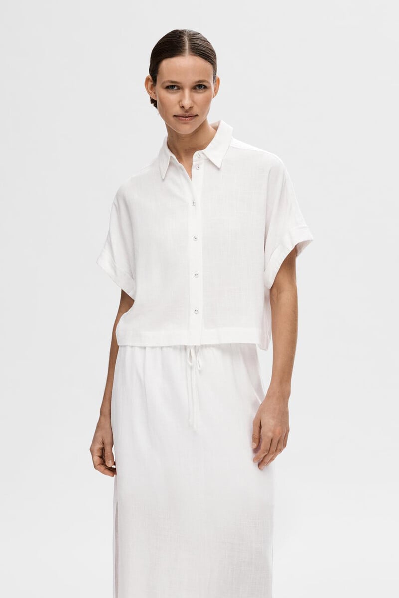 Cortefiel Camisa De Manga Corta De Lino. Regular Fit