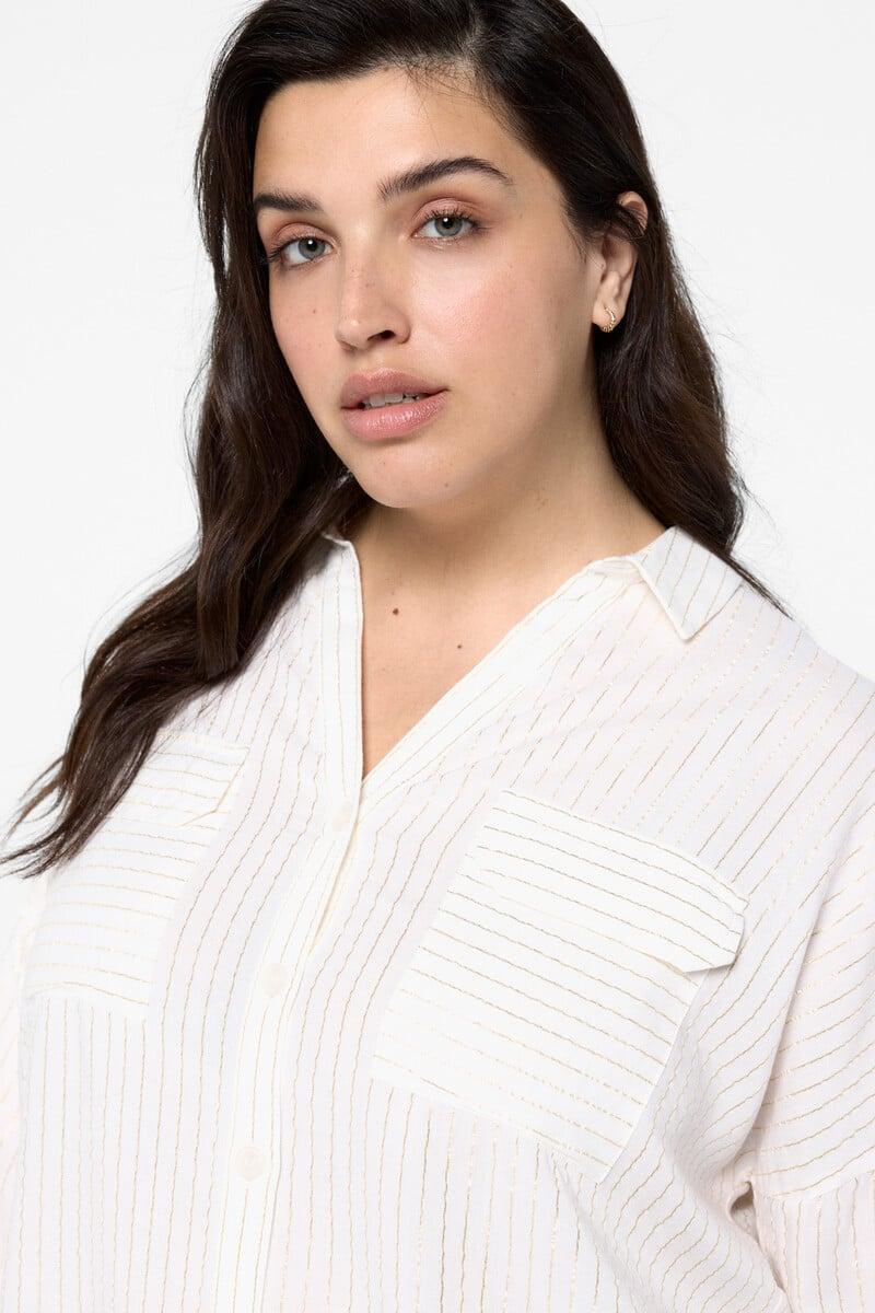Cortefiel Camisa de manga larga con bolsillos talla grande