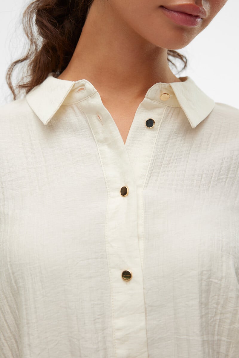 Cortefiel Camisa De Manga Larga Con Espalda Plisada