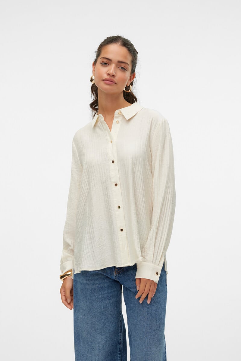 Cortefiel Camisa De Manga Larga Con Espalda Plisada