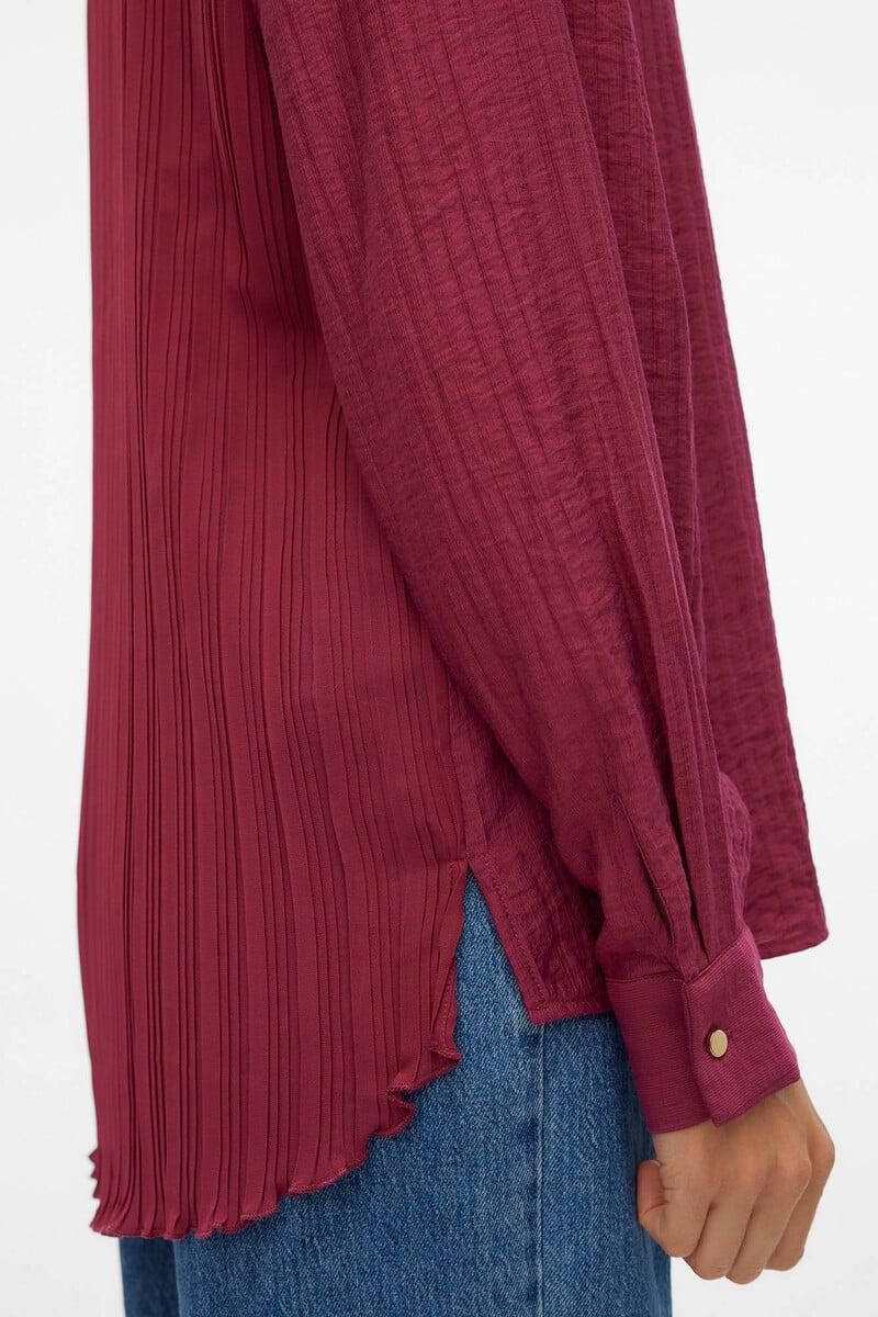 Cortefiel Camisa De Manga Larga Con Espalda Plisada