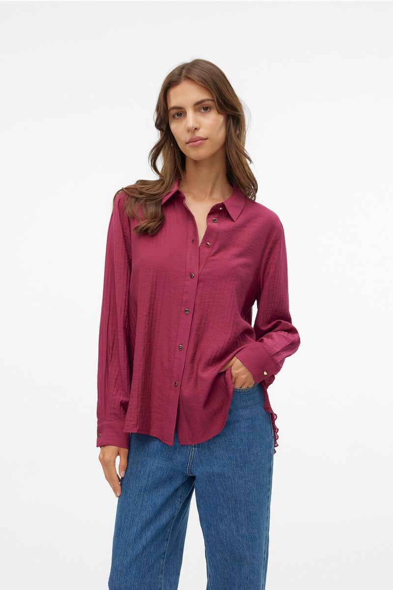 Cortefiel Camisa De Manga Larga Con Espalda Plisada