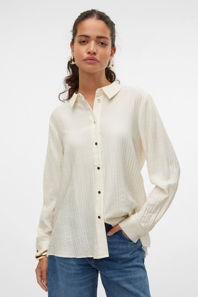 Cortefiel Camisa de manga larga con espalda plisada