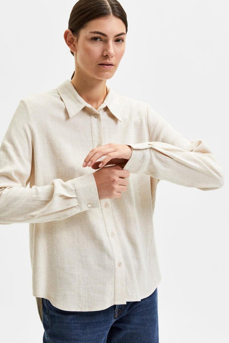 Cortefiel Camisa De Manga Larga De Lino Regular Fit