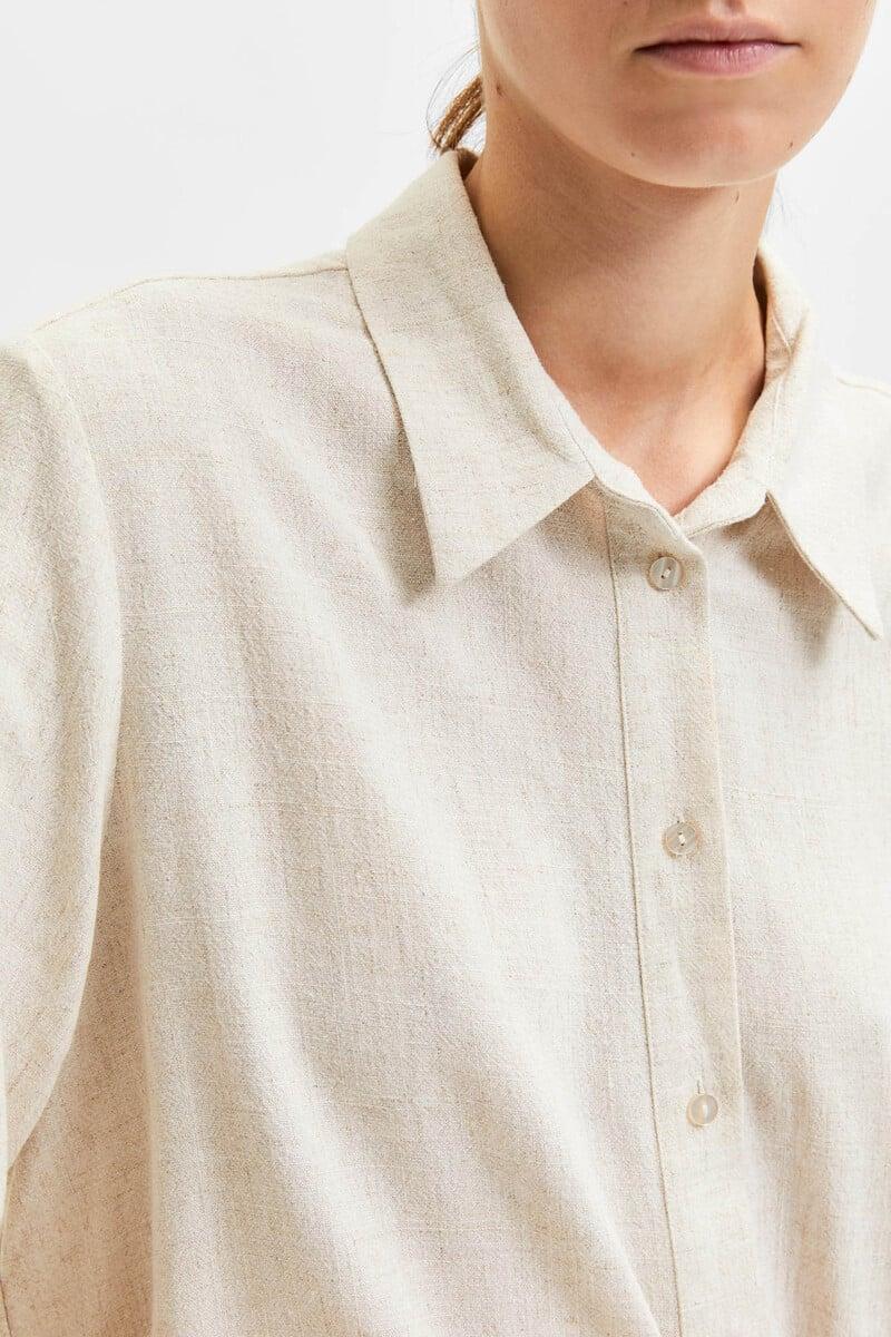 Cortefiel Camisa De Manga Larga De Lino Regular Fit