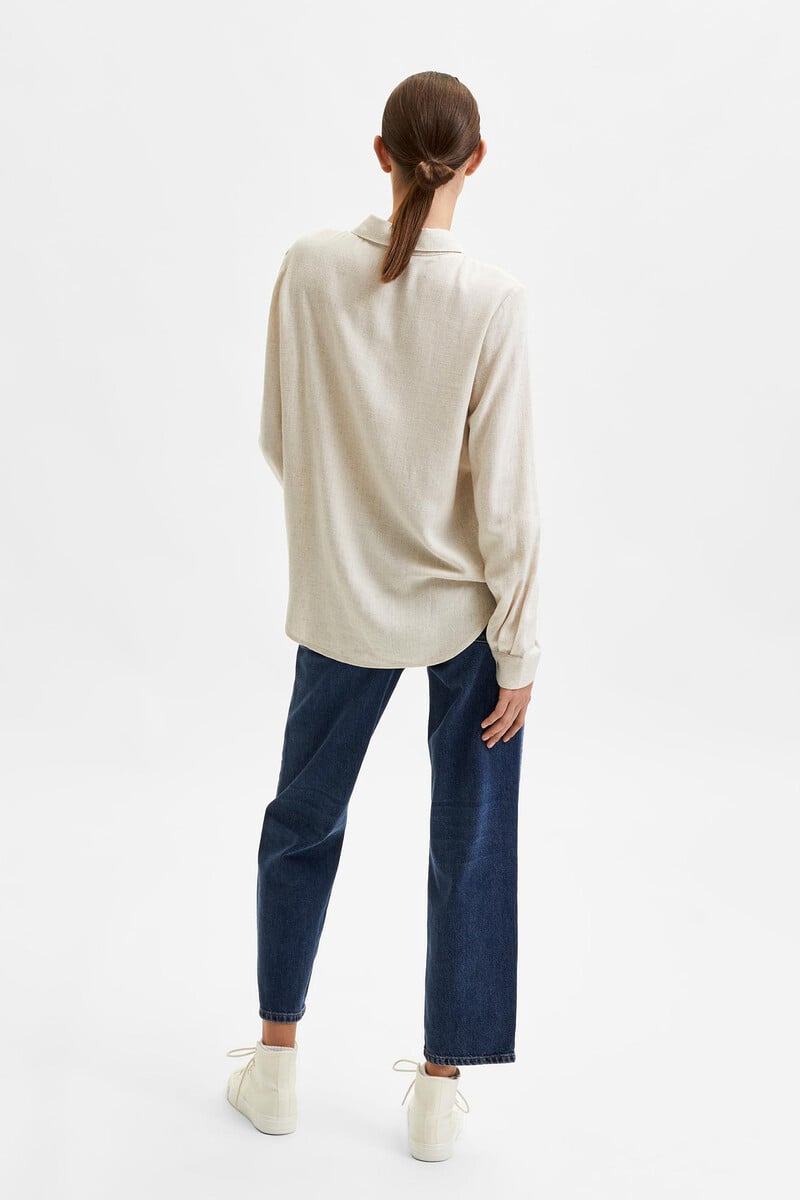 Cortefiel Camisa De Manga Larga De Lino Regular Fit