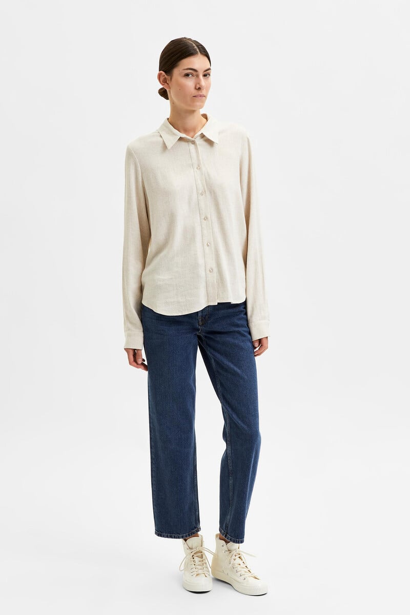 Cortefiel Camisa de manga larga de lino Regular Fit