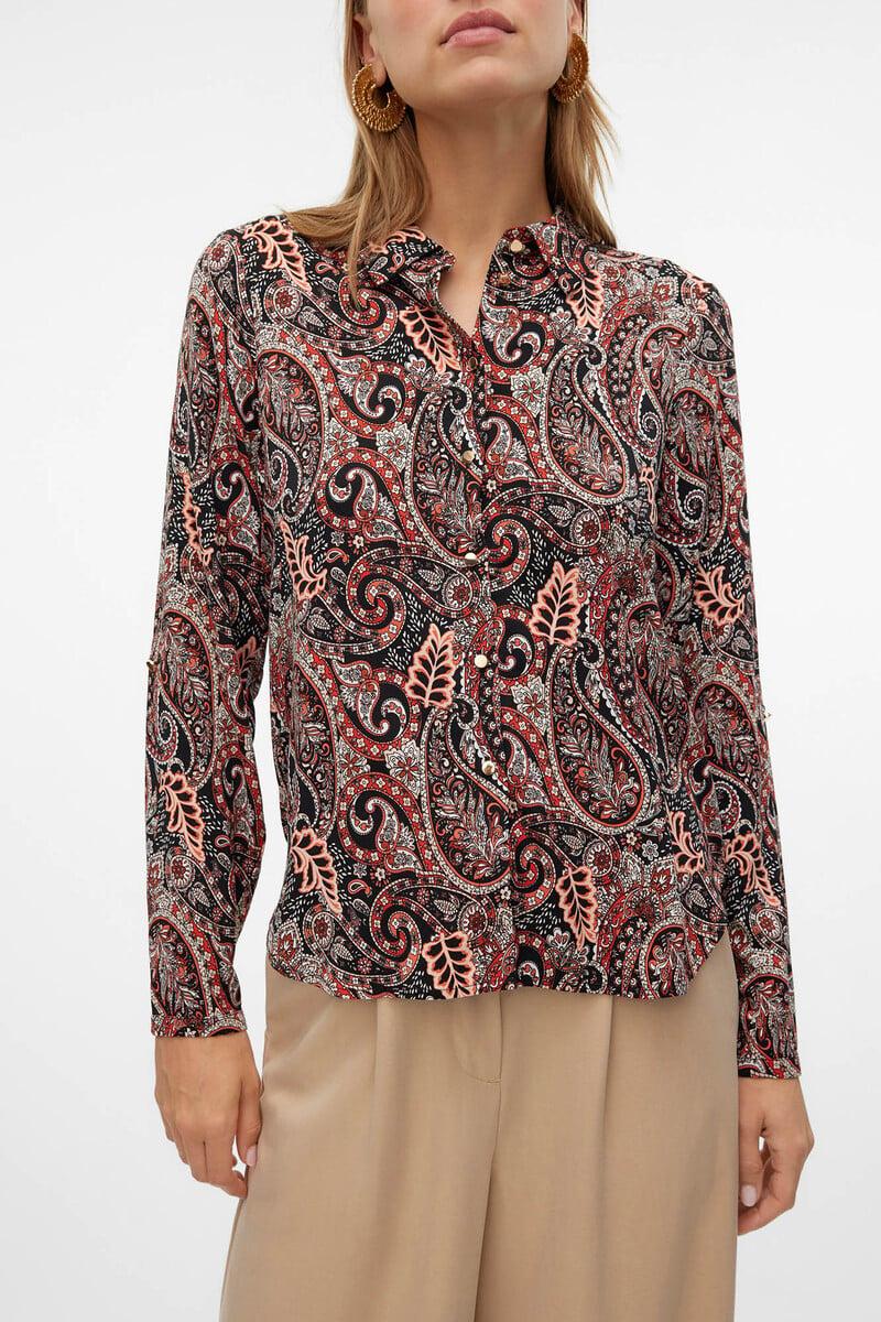 Cortefiel Camisa De Manga Larga De Mujer Estampado Cachemir