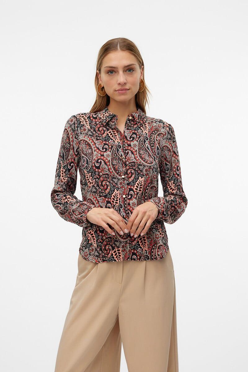 Cortefiel Camisa de manga larga de mujer estampado cachemir