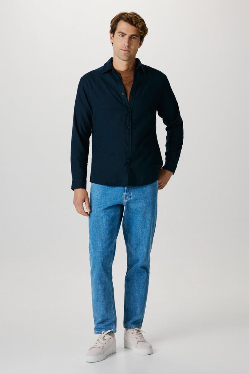 Cortefiel Camisa De Manga Larga Slim Fit Confeccionada Con Algodón Reciclado