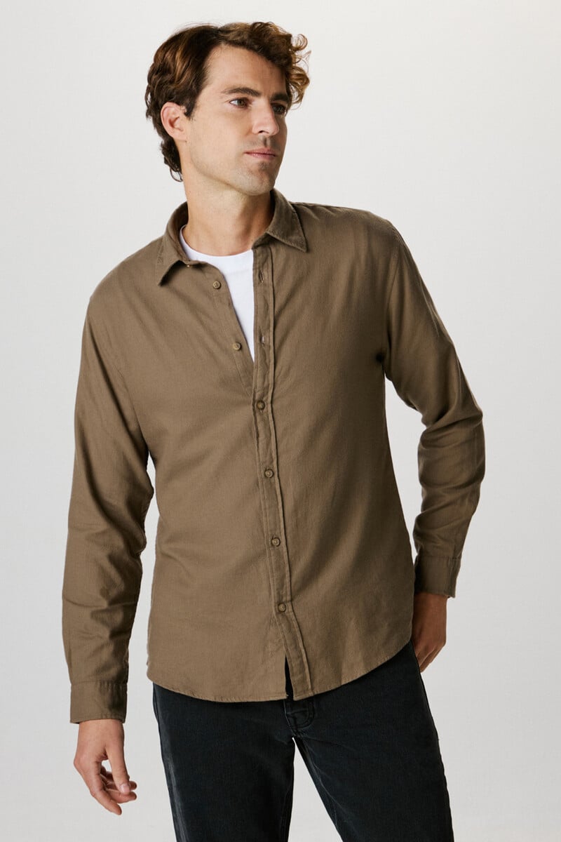 Cortefiel Camisa De Manga Larga Slim Fit Confeccionada Con Algodón Reciclado