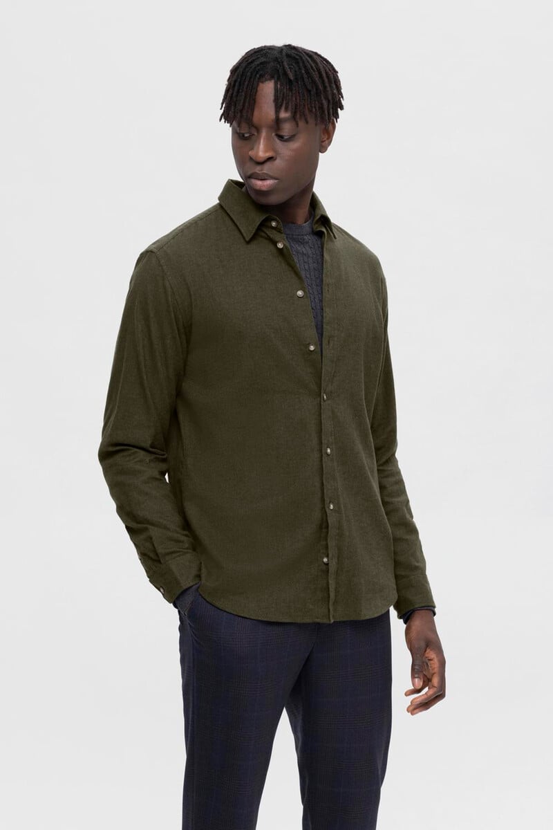 Cortefiel Camisa De Manga Larga Slim Fit Confeccionada Con Algodón Reciclado