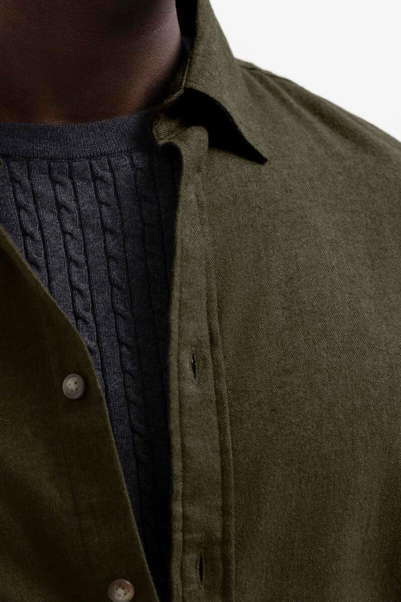 Cortefiel Camisa De Manga Larga Slim Fit Confeccionada Con Algodón Reciclado