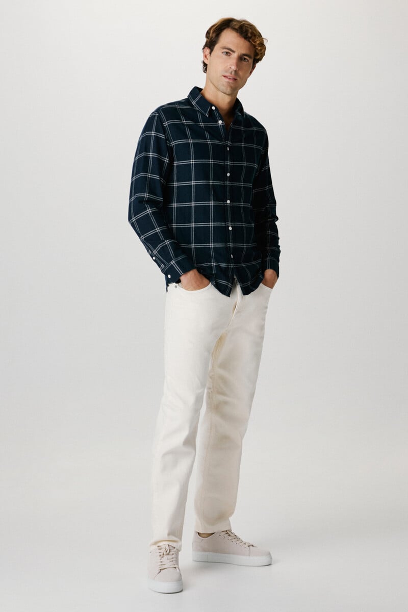 Cortefiel Camisa De Manga Larga Slim Fit Confeccionada Con Algodón Reciclado