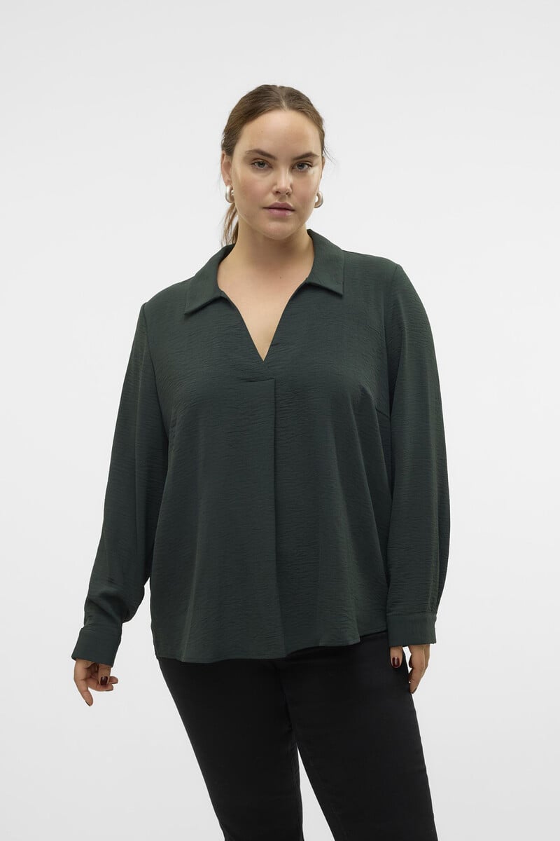 Cortefiel Camisa Fluida Con Pliegue Central Talla Grande