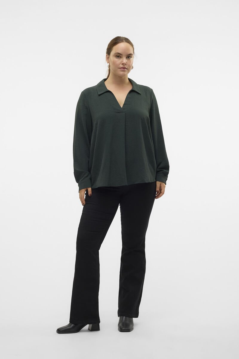 Cortefiel Camisa Fluida Con Pliegue Central Talla Grande