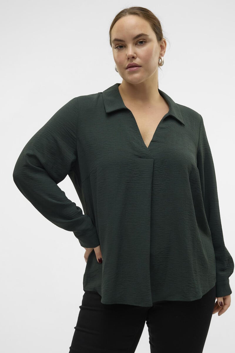Cortefiel Camisa fluida con pliegue central talla grande
