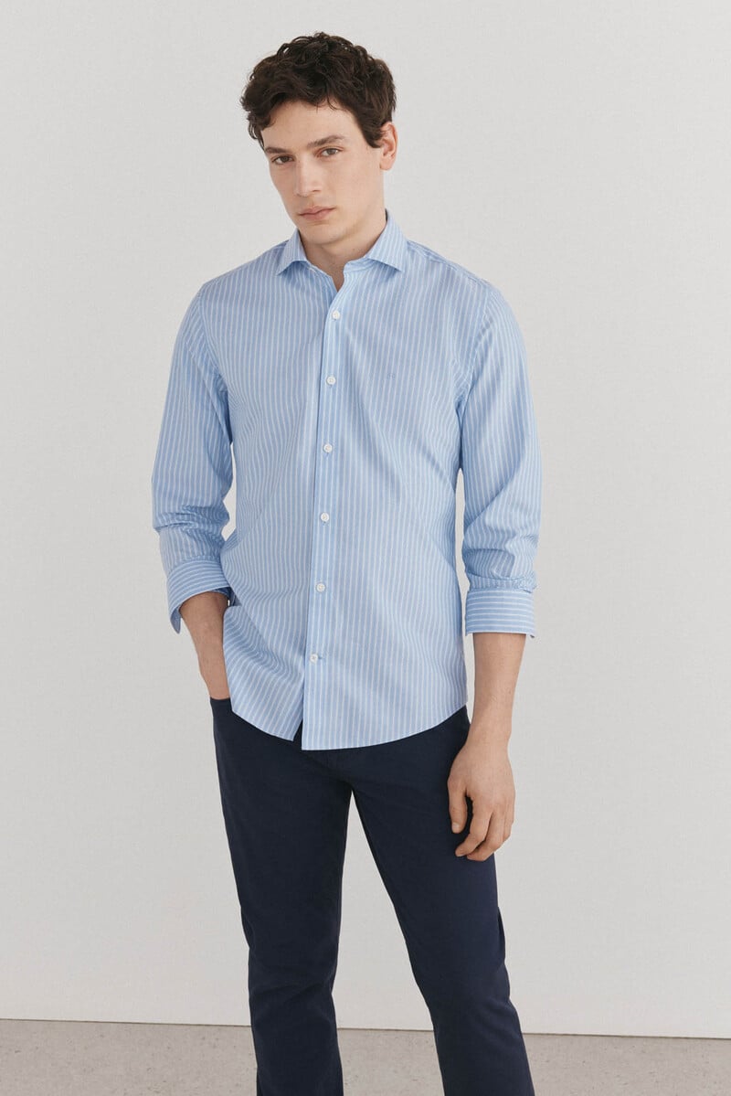 Cortefiel Camisa Rayas Fácil Plancha + Anti Olor Slim Fit