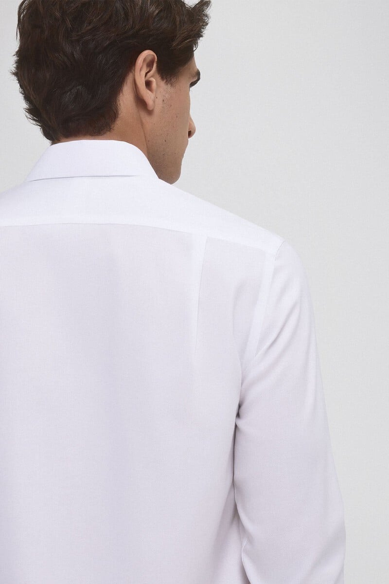 Cortefiel Camisa Vestir Puño Gemelo Non Iron Y Antimanchas Lisa Tailored Fit