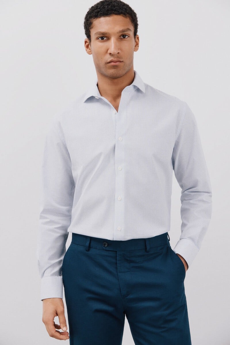 Cortefiel Camisa Vestir Rayas Slim Fit Fácil Plancha
