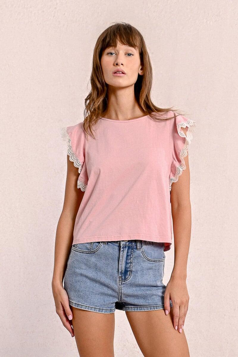 Cortefiel Camiseta De Manga Corta Mariposa Con Encaje