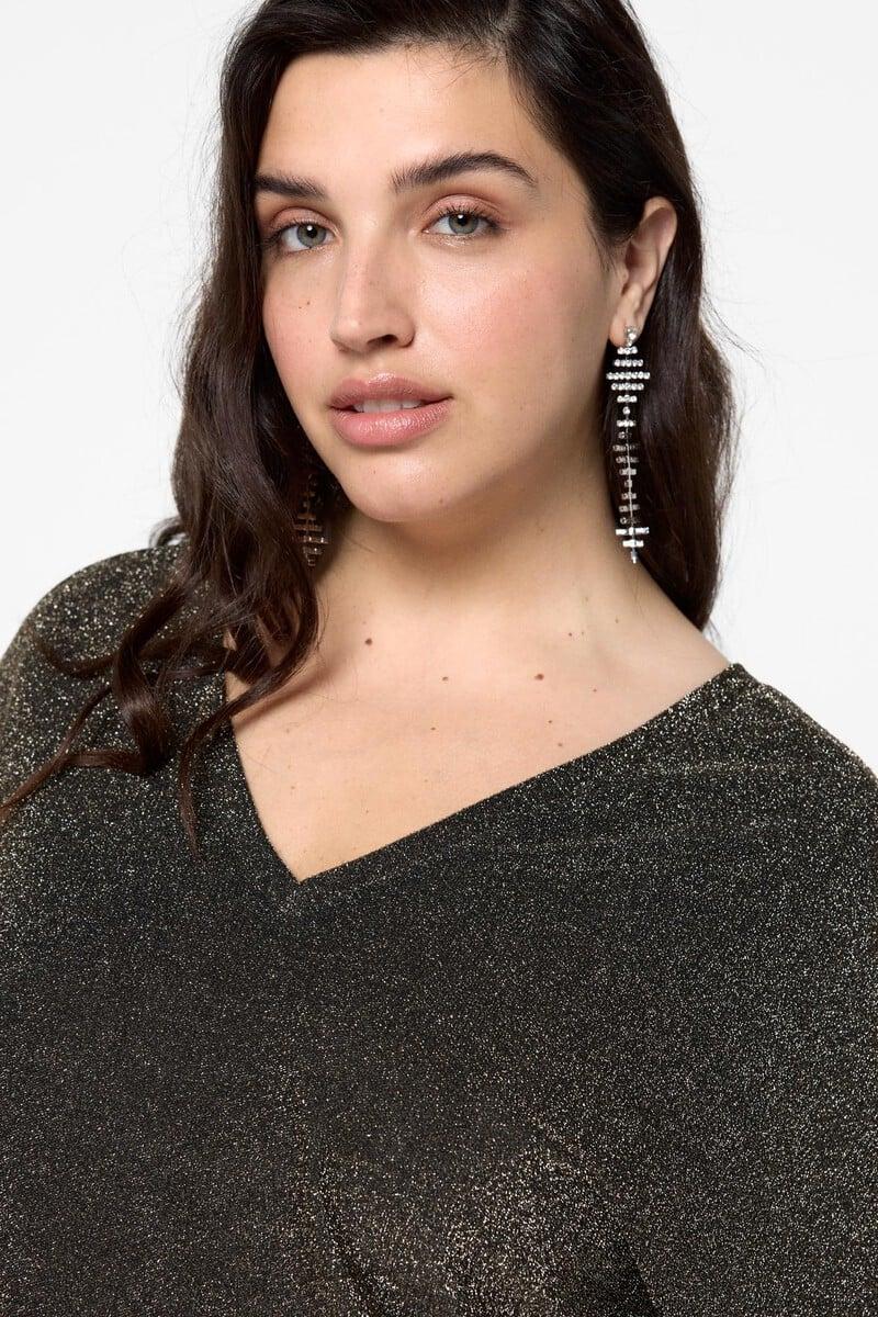 Cortefiel Camiseta Manga Corta De Lurex Talla Grande