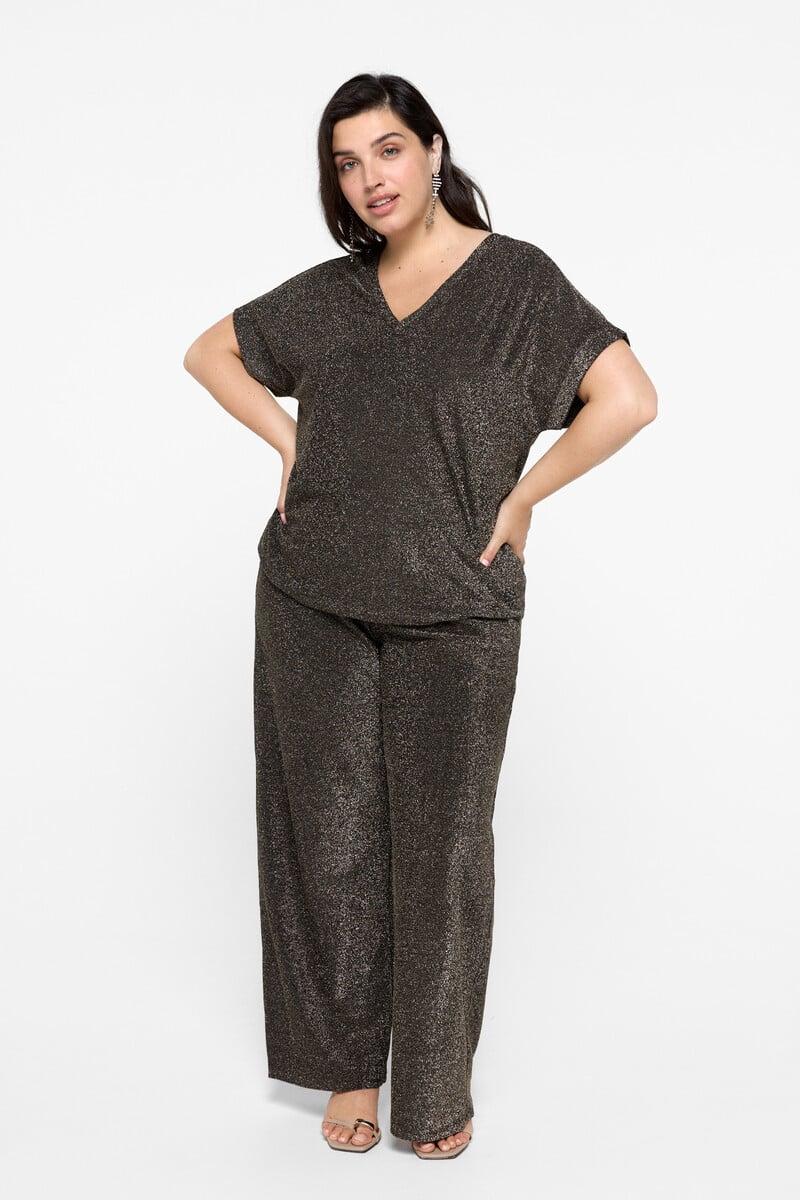 Cortefiel Camiseta Manga Corta De Lurex Talla Grande