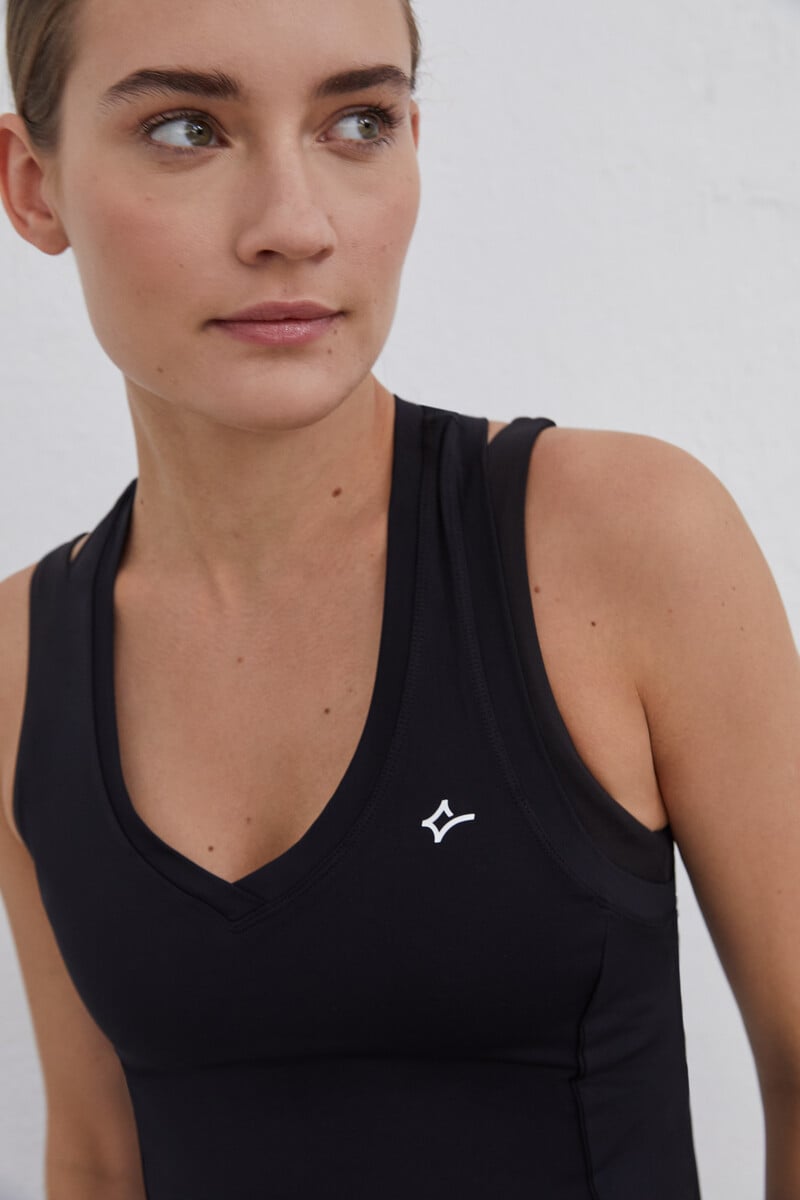 Cortefiel Camiseta tirantes olímpica transpirable negro