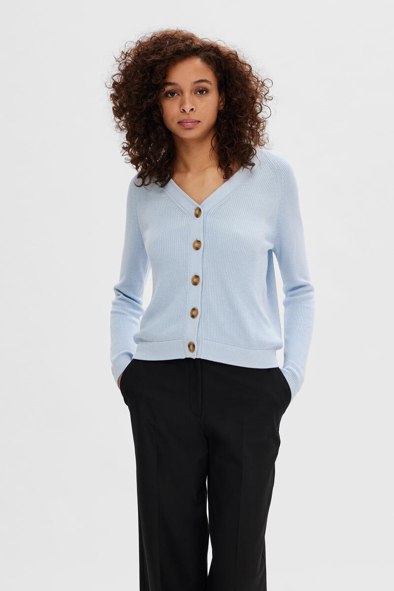 Cortefiel Cardigan Con Cuello De Pico Confeccionado Con Lenzing Ecovero Y Algodón