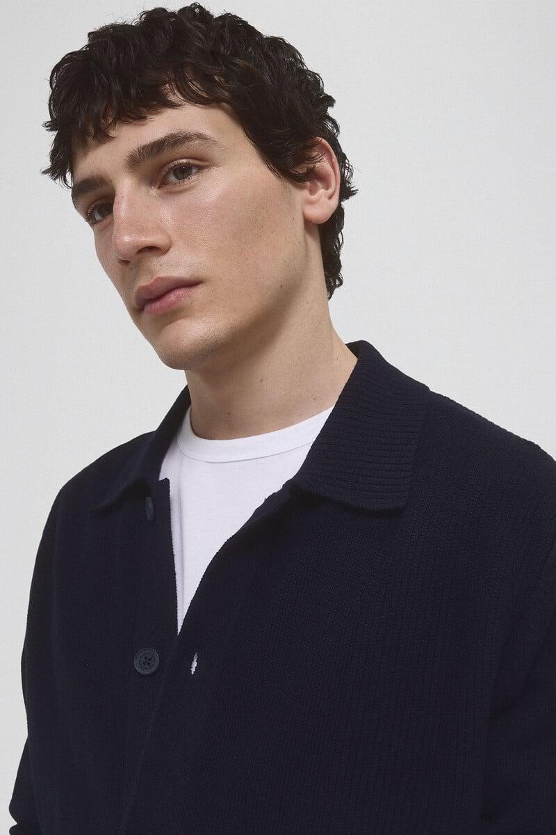 Cortefiel Cárdigan Punto Algodón Cuello Polo Botones