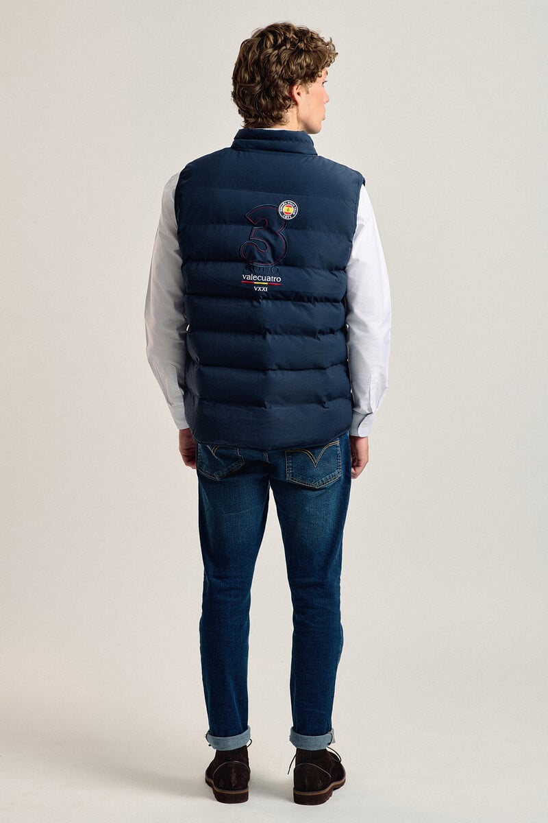 Cortefiel Chaleco Acolchado Azul Marino Modelo Escudo España