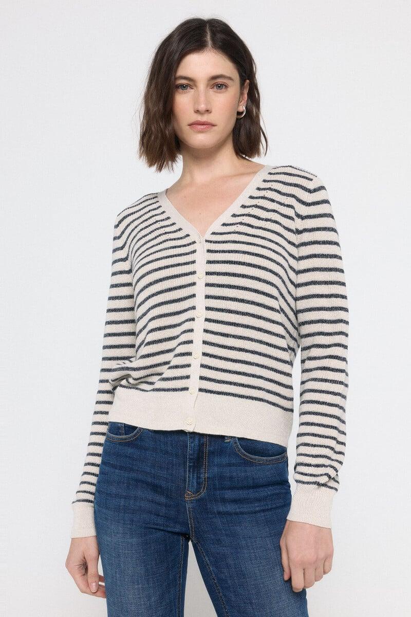 Cortefiel Chaqueta Manga Larga Cuello Pico De Lurex