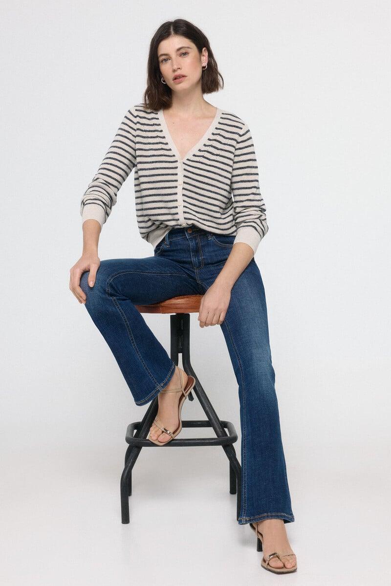 Cortefiel Chaqueta Manga Larga Cuello Pico De Lurex